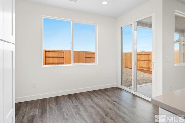 empty room with hardwood / wood-style flooring