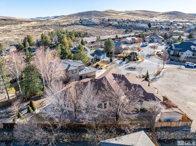 bird's eye view with a mountain view