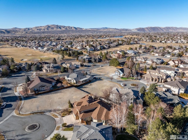 drone / aerial view with a mountain view