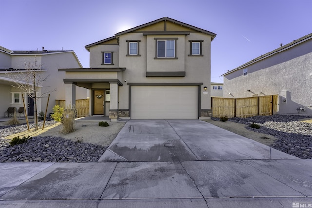 view of property featuring a garage