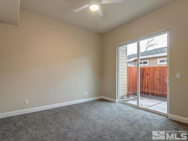 carpeted empty room with ceiling fan