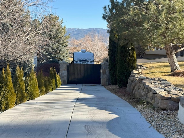 exterior space featuring a mountain view