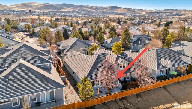 bird's eye view with a mountain view