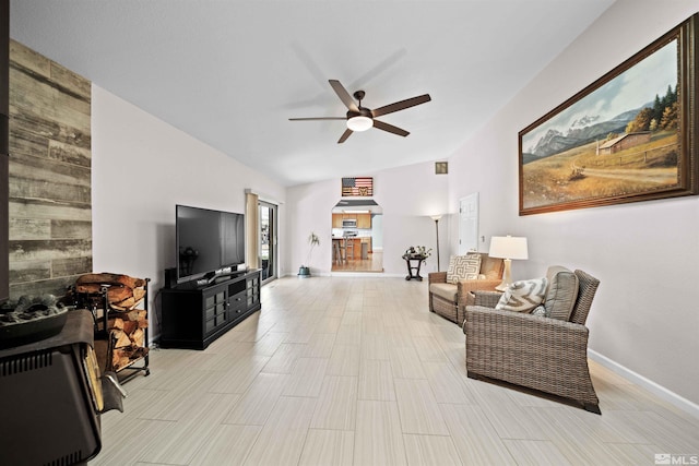 living room featuring ceiling fan