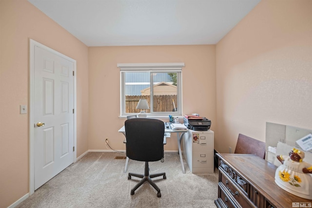 view of carpeted office space