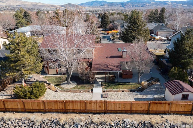 bird's eye view featuring a mountain view