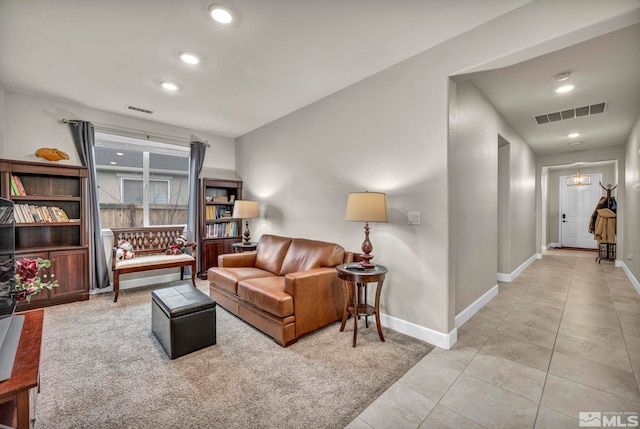 view of tiled living room