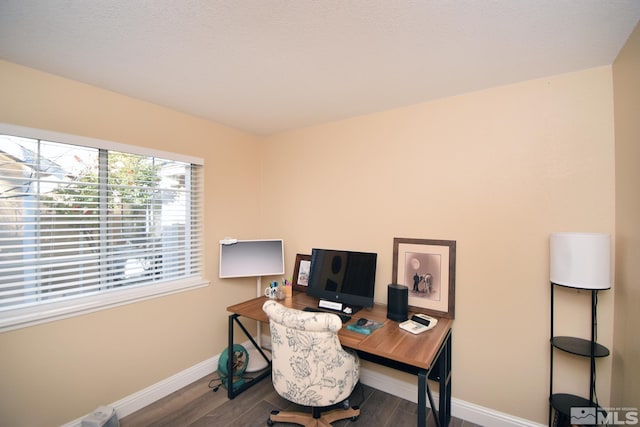 home office featuring wood-type flooring