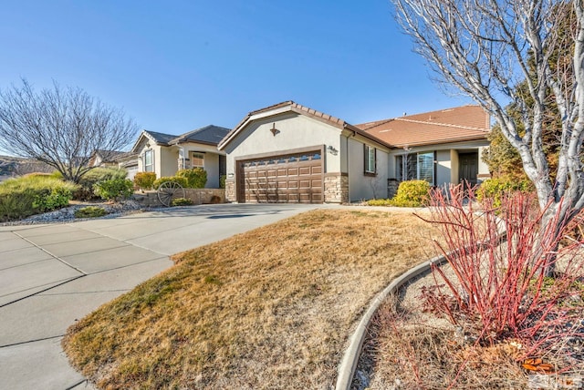 single story home with a garage