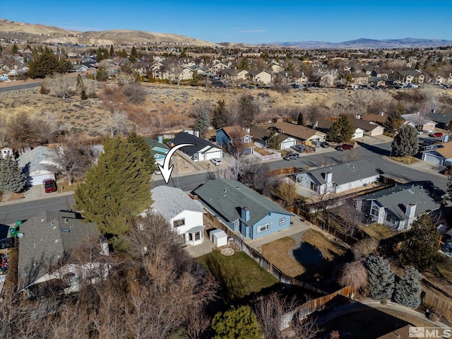 aerial view with a mountain view