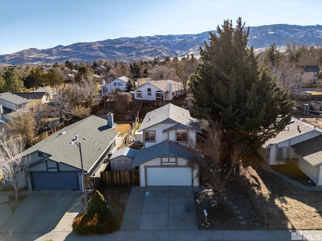 aerial view with a mountain view