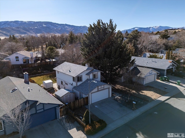 bird's eye view with a mountain view