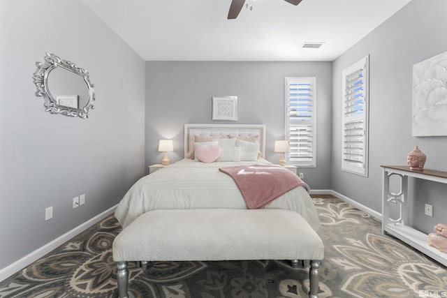 bedroom featuring ceiling fan