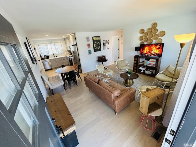 living room featuring light hardwood / wood-style floors