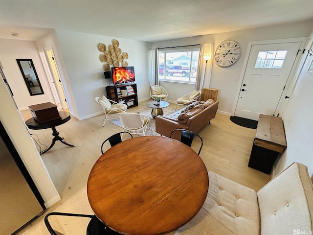 living room with light wood-type flooring