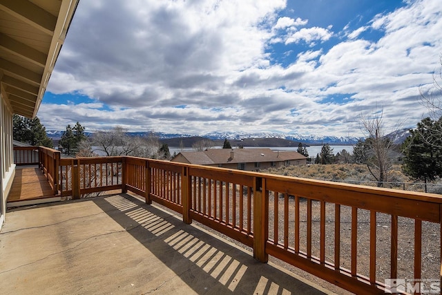 deck with a mountain view