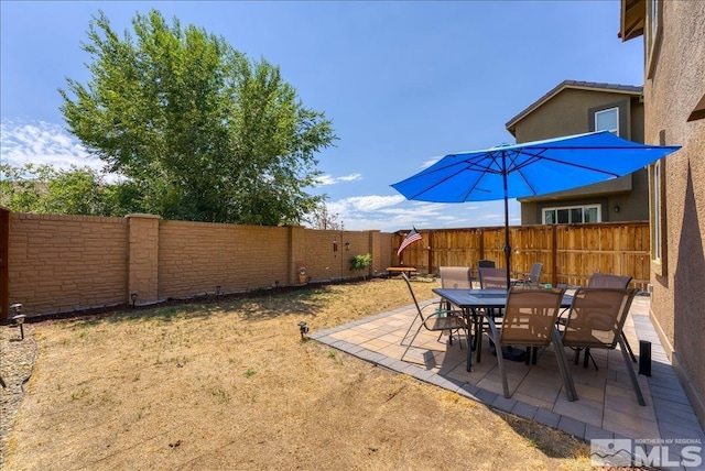 view of yard with a patio area