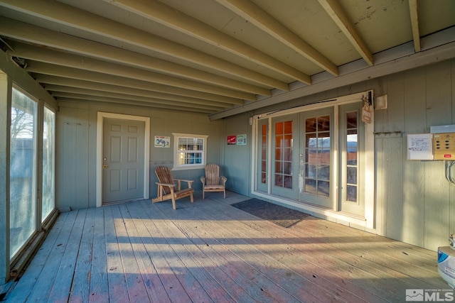 wooden deck with french doors