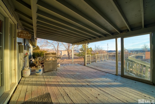 deck featuring grilling area