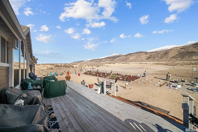 deck featuring a mountain view