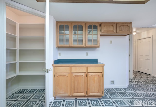 kitchen with light brown cabinets