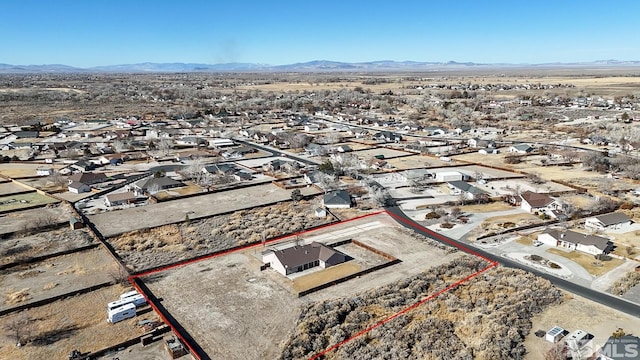 aerial view with a mountain view