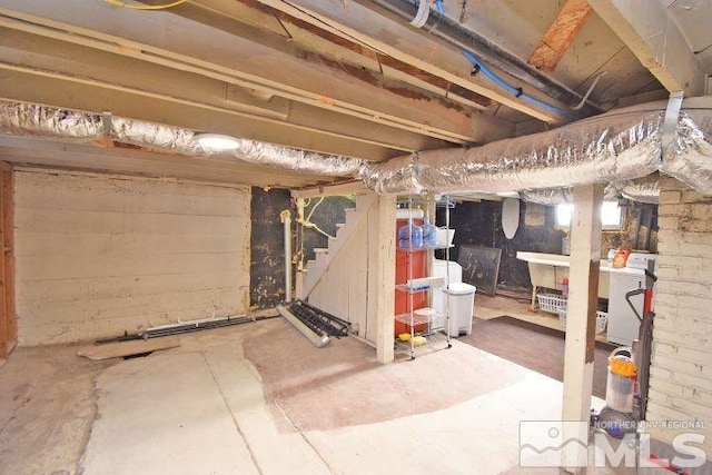 basement with washer / dryer