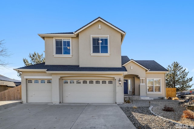 view of front property with a garage