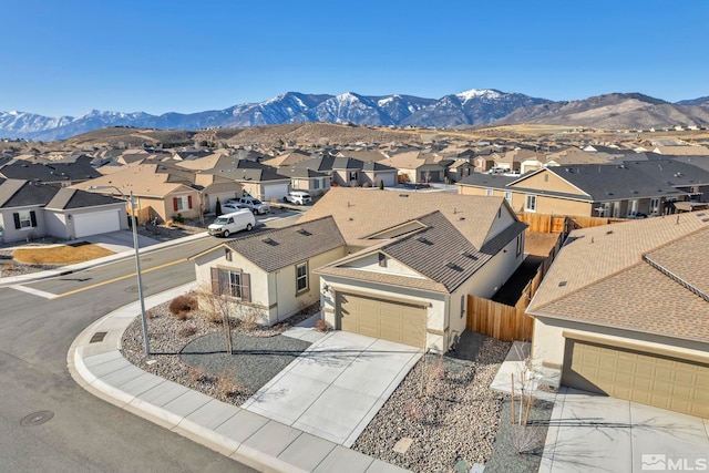 bird's eye view with a mountain view and a residential view