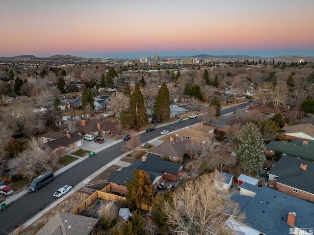 view of aerial view at dusk