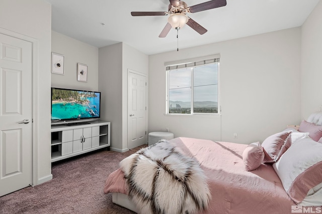 bedroom with carpet floors and ceiling fan