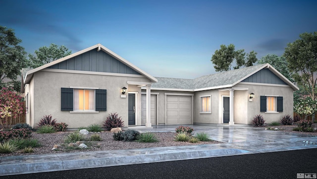 view of front of house with a garage