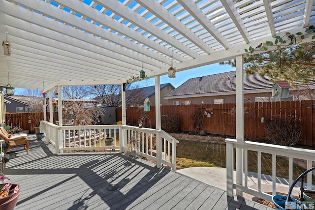 wooden terrace with a pergola