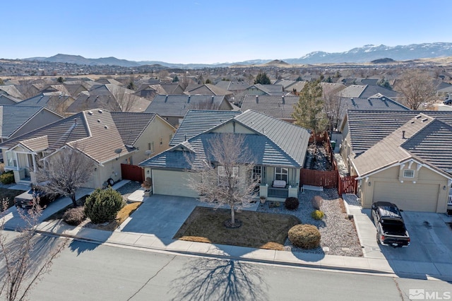 bird's eye view with a mountain view