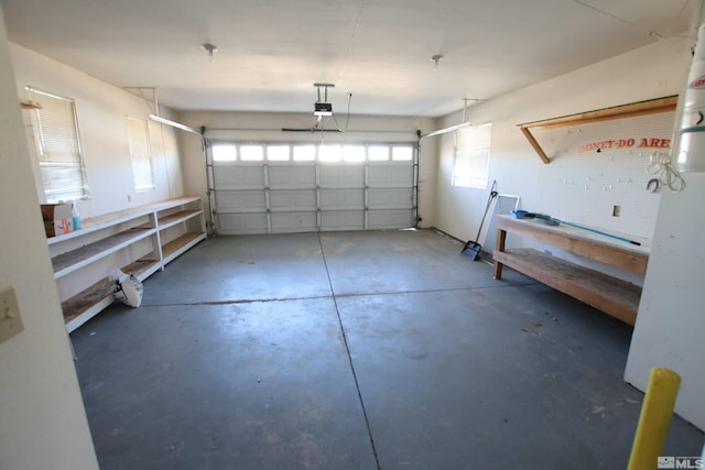 garage with a garage door opener