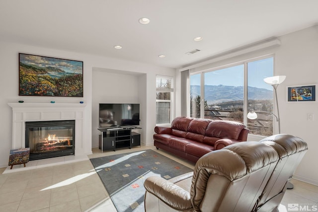 view of tiled living room