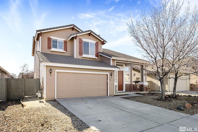 view of front of property with a garage