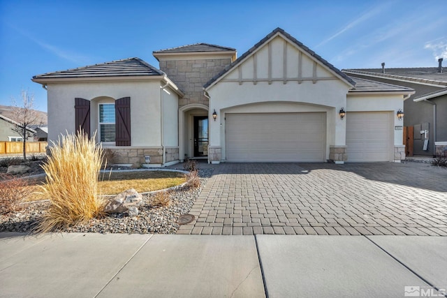 view of front of house with a garage