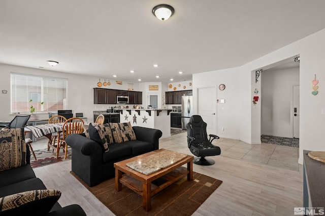 living room featuring light hardwood / wood-style flooring