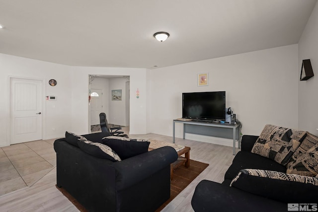 living room featuring light hardwood / wood-style floors