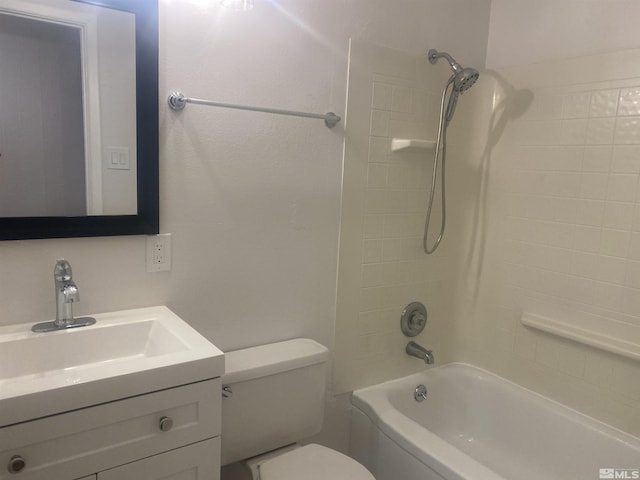 full bathroom featuring vanity, toilet, and shower / bathing tub combination