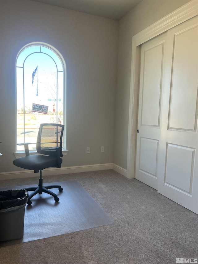 unfurnished office with carpet and a wealth of natural light