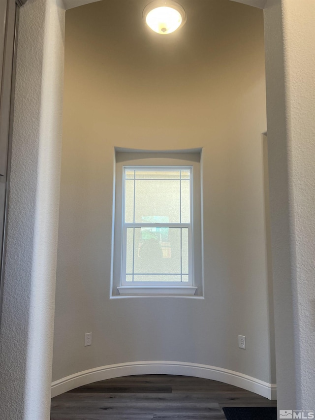 spare room featuring wood-type flooring