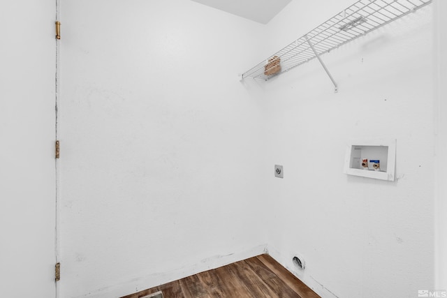 washroom featuring washer hookup, wood-type flooring, and hookup for an electric dryer