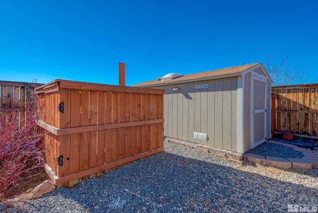 exterior space featuring a storage shed