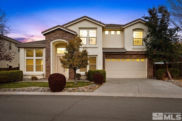 view of front facade with a garage