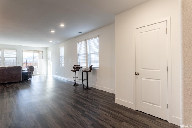 interior space featuring plenty of natural light and dark hardwood / wood-style flooring