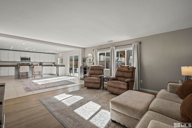 living room featuring light hardwood / wood-style flooring