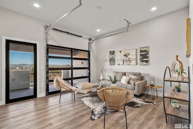 living room with wood-type flooring