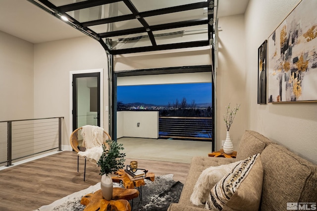 living room with hardwood / wood-style floors